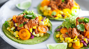 Jackfruit “Pulled Pork” Taco with Corn Salsa